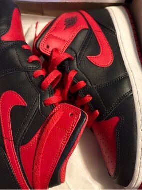 Jordan Kids Black and Red High-Top Sneakers